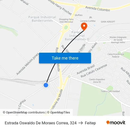 Estrada Oswaldo De Moraes Correa, 324 to Feitep map