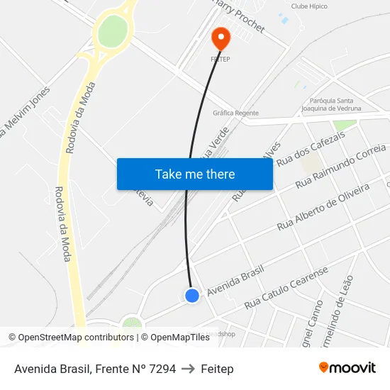 Avenida Brasil, Frente  Nº 7294 to Feitep map