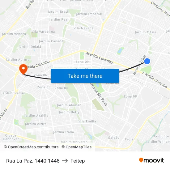 Rua La Paz, 1440-1448 to Feitep map