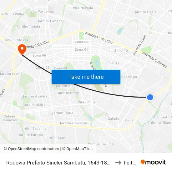 Rodovia Prefeito Sincler Sambatti, 1643-1809 to Feitep map