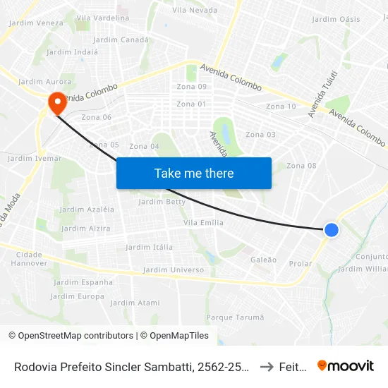 Rodovia Prefeito Sincler Sambatti, 2562-2576 to Feitep map