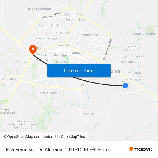 Rua Francisco De Almeida, 1410-1500 to Feitep map