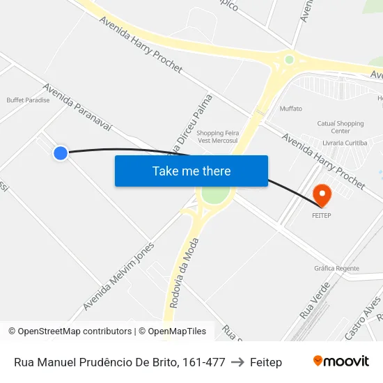 Rua Manuel Prudêncio De Brito, 161-477 to Feitep map