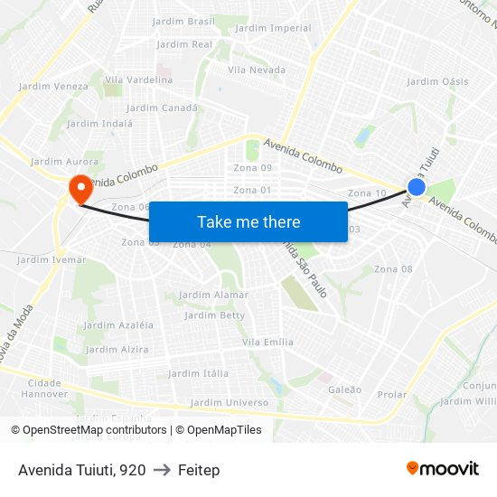 Avenida Tuiuti, 920 to Feitep map
