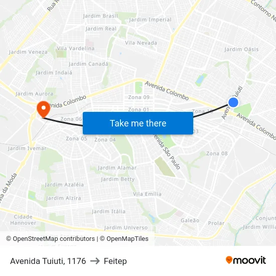 Avenida Tuiuti, 1176 to Feitep map