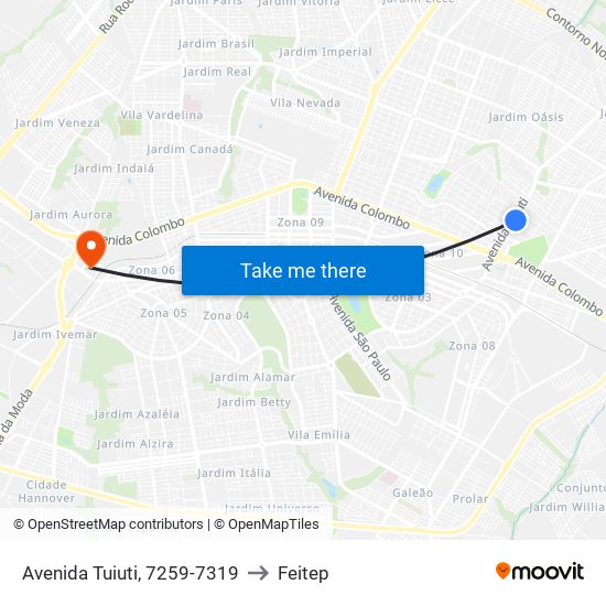 Avenida Tuiuti, 7259-7319 to Feitep map