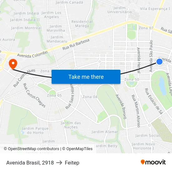Avenida Brasil, 2918 to Feitep map