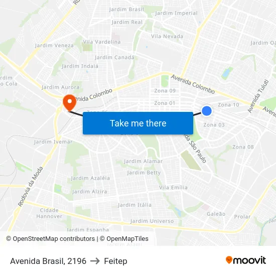 Avenida Brasil, 2196 to Feitep map