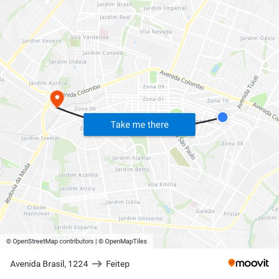 Avenida Brasil, 1224 to Feitep map