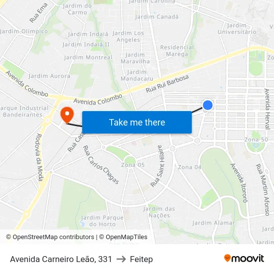 Avenida Carneiro Leão, 331 to Feitep map