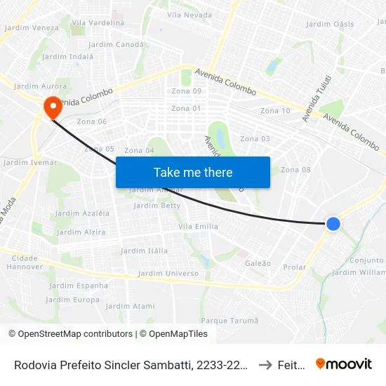 Rodovia Prefeito Sincler Sambatti, 2233-2261 to Feitep map