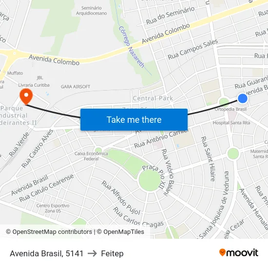 Avenida Brasil, 5141 to Feitep map