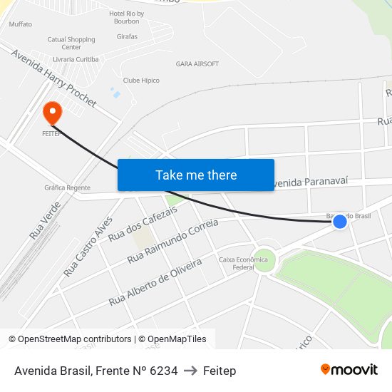 Avenida Brasil, Frente  Nº 6234 to Feitep map