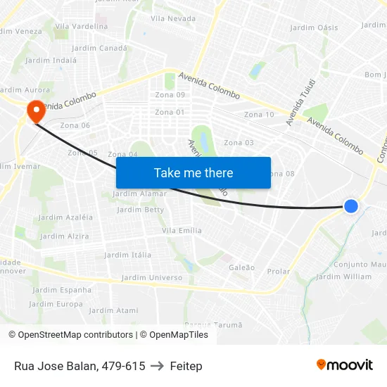 Rua Jose Balan, 479-615 to Feitep map