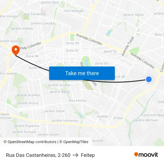 Rua Das Castanheiras, 2-260 to Feitep map