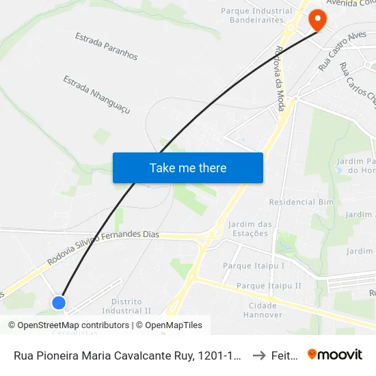 Rua Pioneira Maria Cavalcante Ruy, 1201-1257 to Feitep map