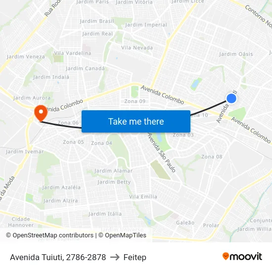 Avenida Tuiuti, 2786-2878 to Feitep map