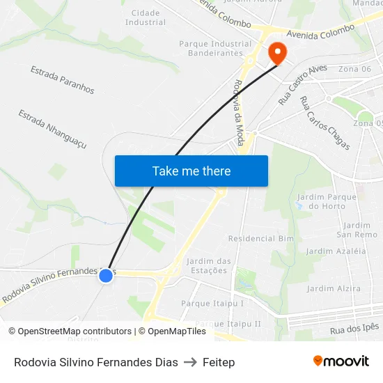 Rodovia Silvino Fernandes Dias to Feitep map
