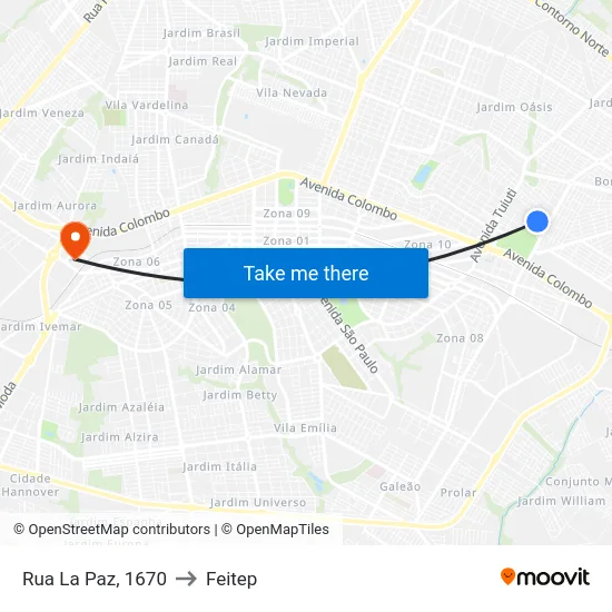 Rua La Paz, 1670 to Feitep map