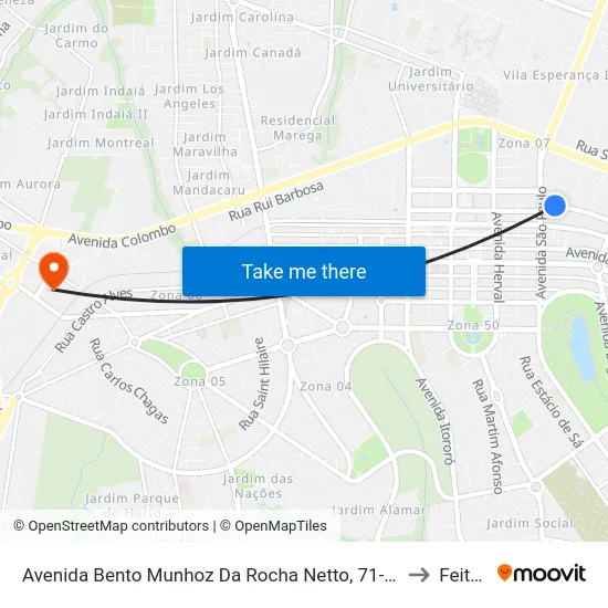Avenida Bento Munhoz Da Rocha Netto, 71-119 to Feitep map