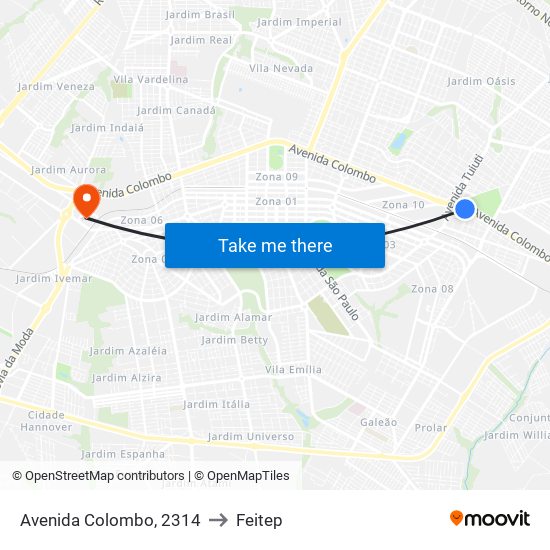 Avenida Colombo, 2314 to Feitep map