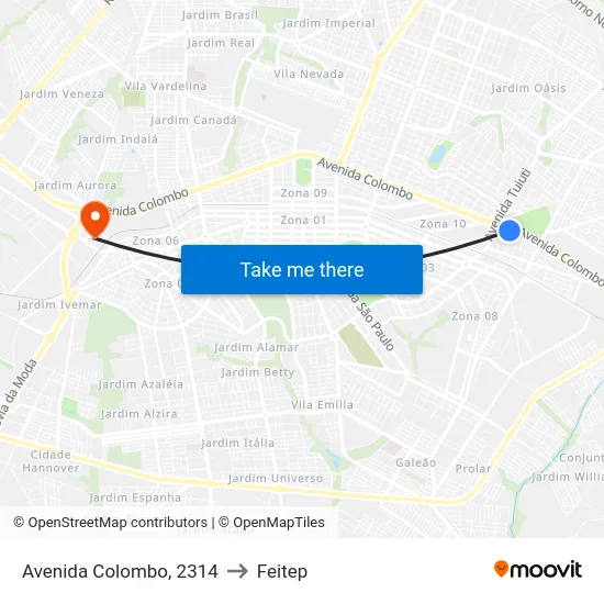 Avenida Colombo, 2314 to Feitep map