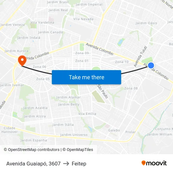 Avenida Guaiapó, 3607 to Feitep map