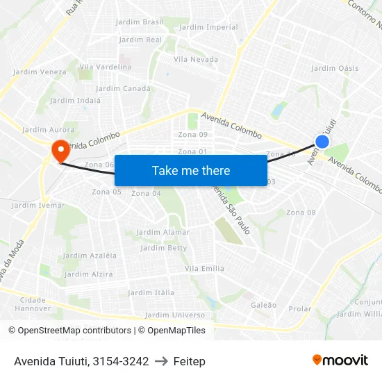Avenida Tuiuti, 3154-3242 to Feitep map