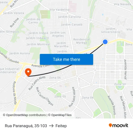 Rua Paranaguá, 35-103 to Feitep map