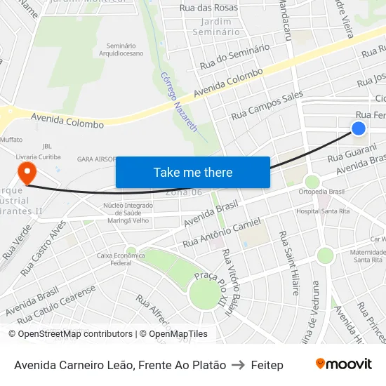 Avenida Carneiro Leão, Frente Ao  Platão to Feitep map