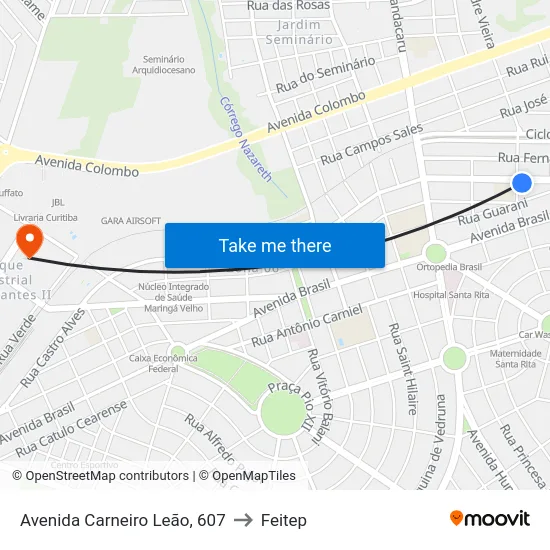 Avenida Carneiro Leão, 607 to Feitep map