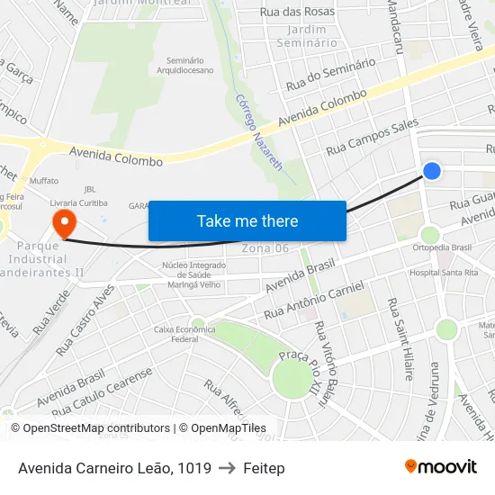 Avenida Carneiro Leão, 1019 to Feitep map