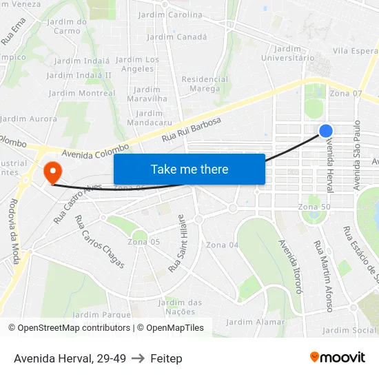 Avenida Herval, 29-49 to Feitep map