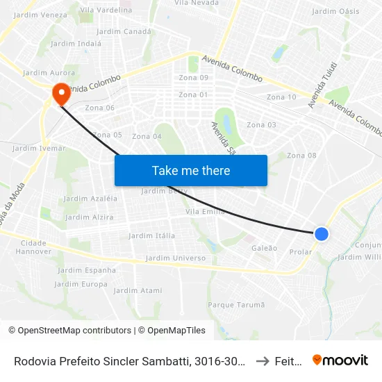 Rodovia Prefeito Sincler Sambatti, 3016-3036 to Feitep map