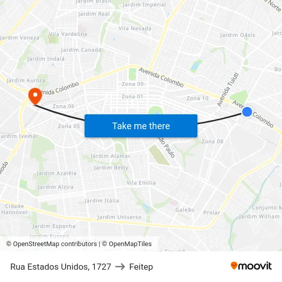 Rua Estados Unidos, 1727 to Feitep map