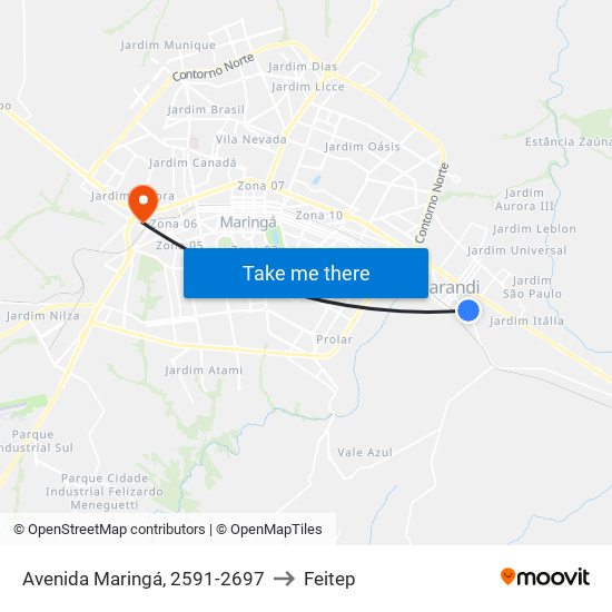 Avenida Maringá, 2591-2697 to Feitep map