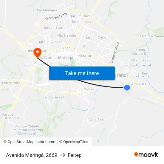 Avenida Maringá, 2669 to Feitep map