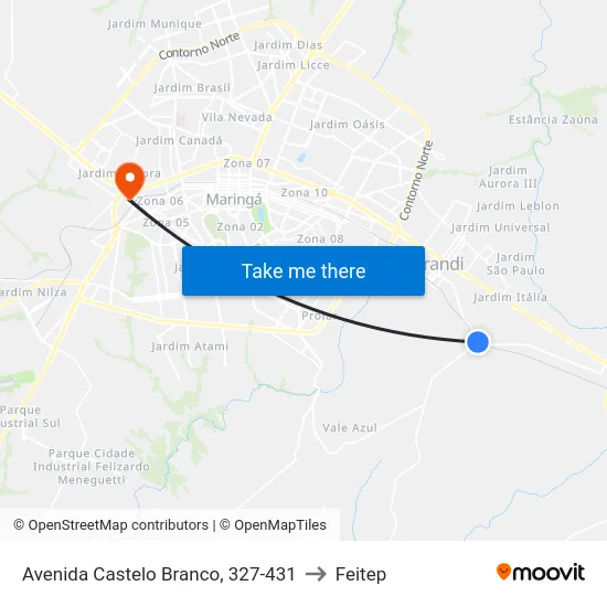 Avenida Castelo Branco, 327-431 to Feitep map