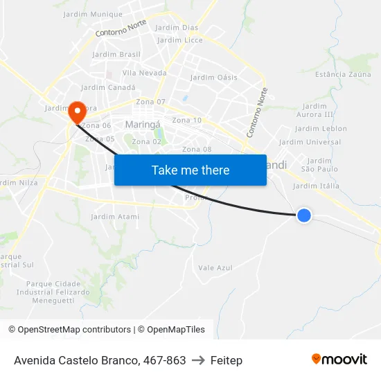 Avenida Castelo Branco, 467-863 to Feitep map