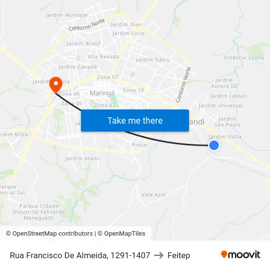 Rua Francisco De Almeida, 1291-1407 to Feitep map