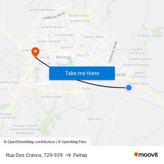 Rua Dos Cravos, 729-939 to Feitep map