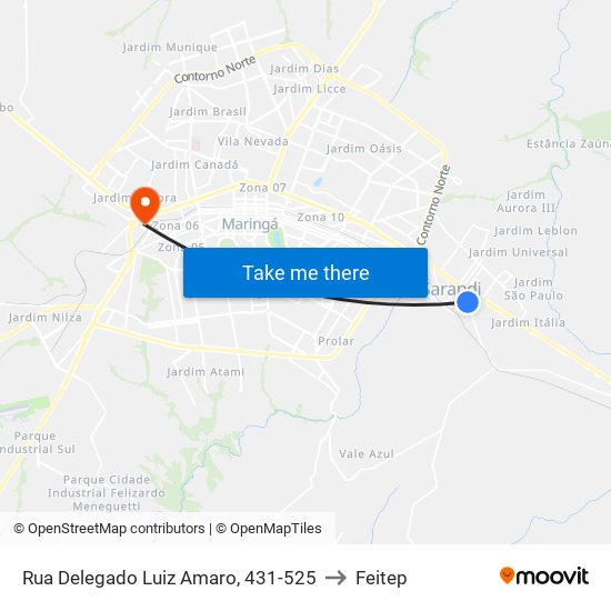 Rua Delegado Luiz Amaro, 431-525 to Feitep map
