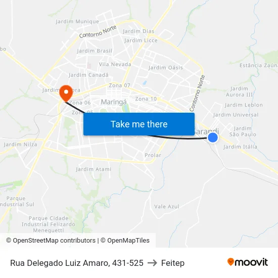 Rua Delegado Luiz Amaro, 431-525 to Feitep map