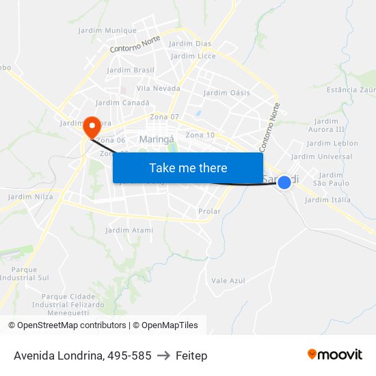 Avenida Londrina, 495-585 to Feitep map
