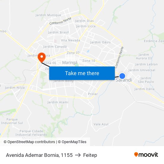 Avenida Ademar Bornia, 1155 to Feitep map