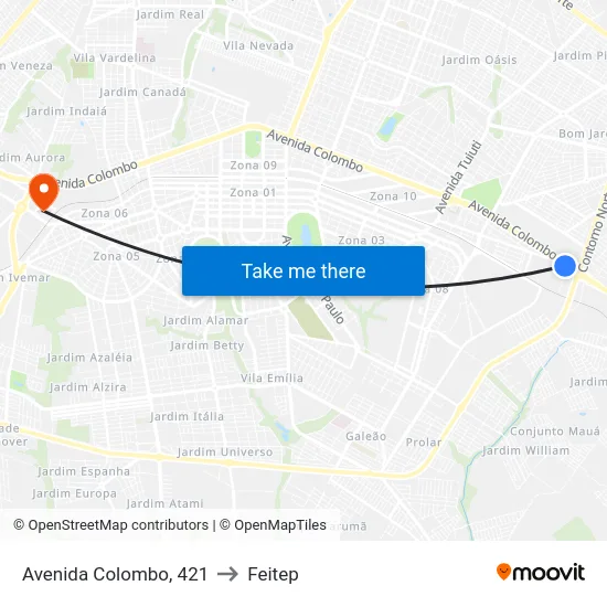 Avenida Colombo, 421 to Feitep map
