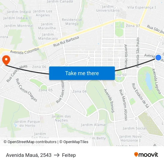 Avenida Mauá, 2543 to Feitep map