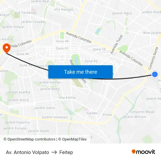Av. Antonio Volpato to Feitep map