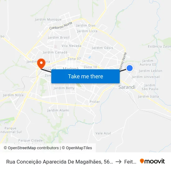Rua Conceição Aparecida De Magalhães, 566-586 to Feitep map