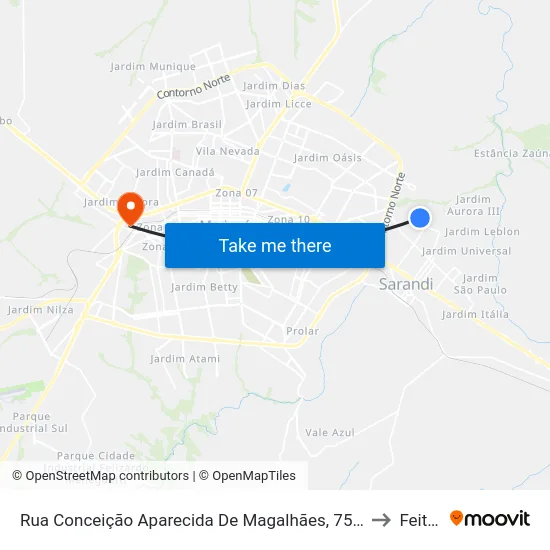 Rua Conceição Aparecida De Magalhães, 752-802 to Feitep map